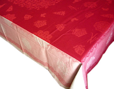 French Jacquard tablecloth, Teflon (Christmas. bordeaux x raw) - Click Image to Close